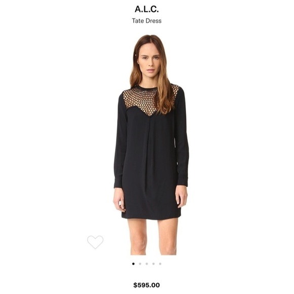 ALC💕 Black Tate Embroidered Long Sleeve Net Dress - Picture 4 of 10